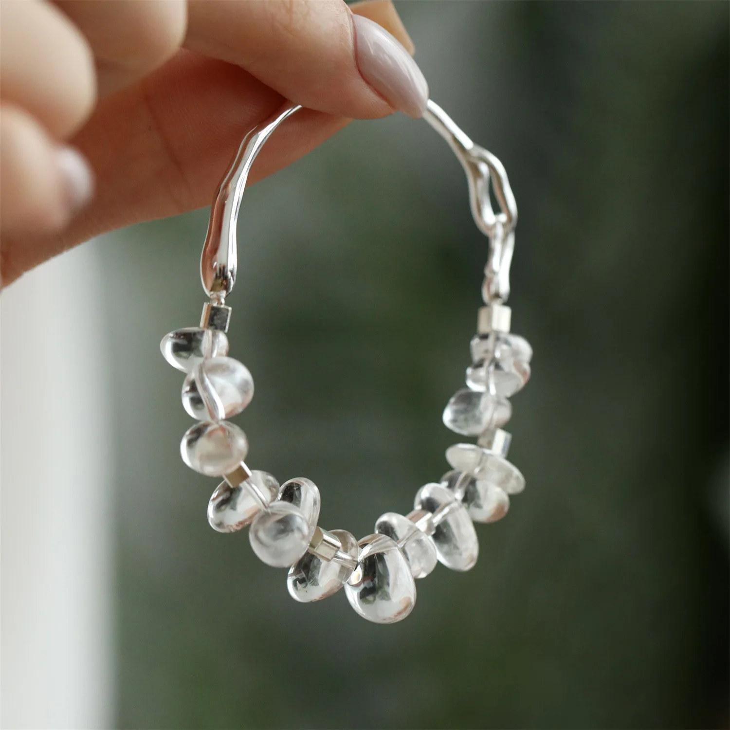 925 Sterling Silver Bracelet Clear Irregular Ball Half Bangle Geometric For Woman Girl Fashion Jewelry Gift Dropship Wholesale
