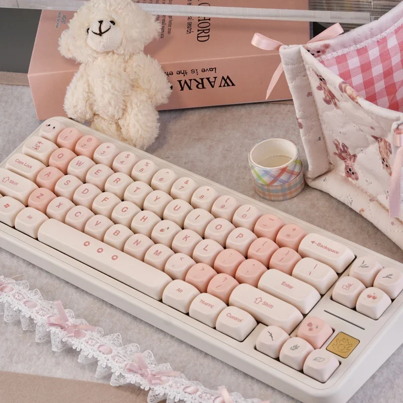 Moa Cherry Keycap Pink PBT Hot Sublimation Custom Personalized Mechanical Keyboard Cap 68/75/87/108 Miles From