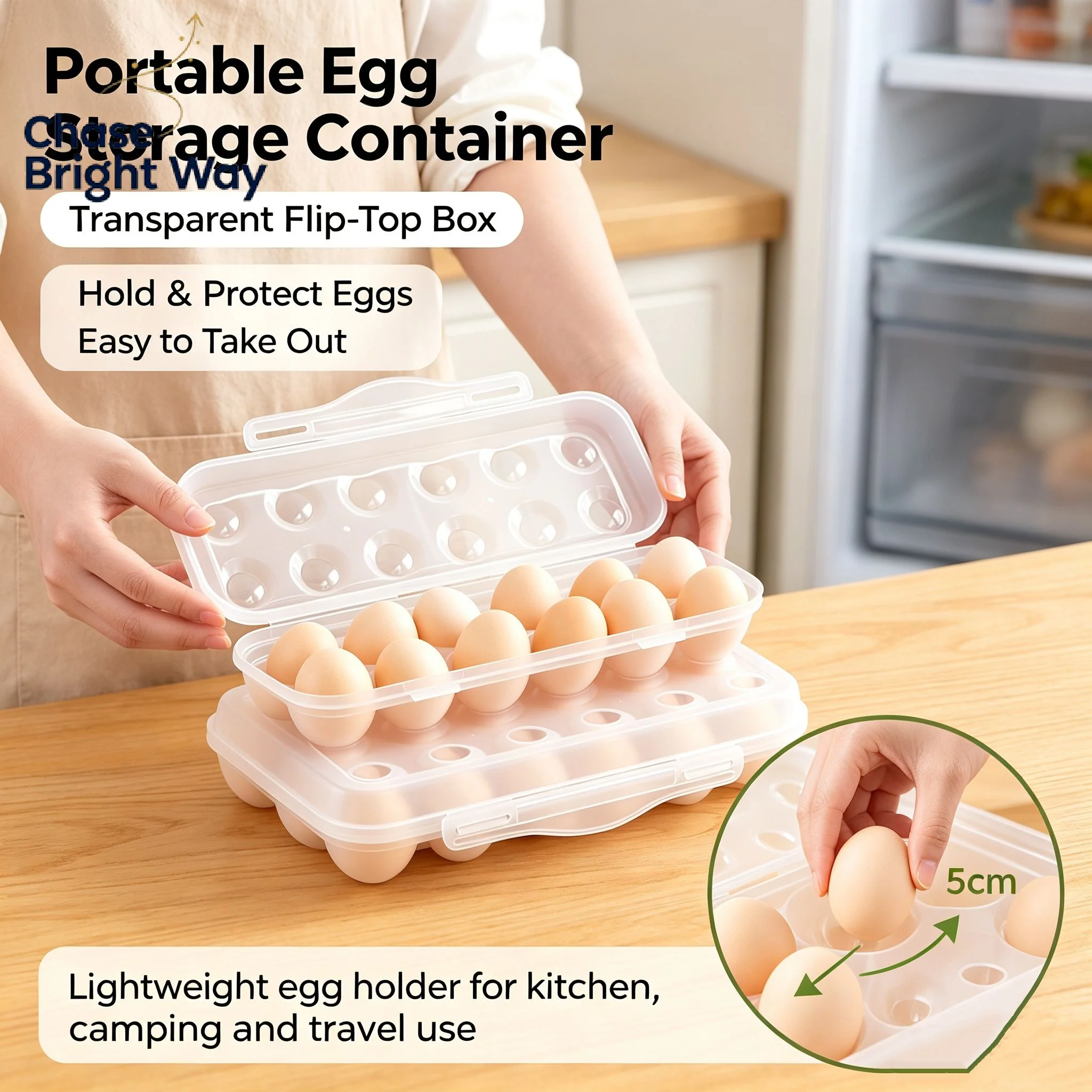 1Pc 12/18 Grid Egg Storage Box With Lid Kitchen Refrigerator Egg Box Egg Drop Rack Household Fridge Egg Organizer Egg Tray