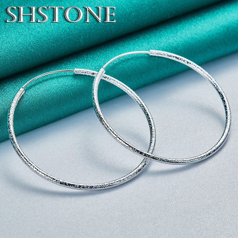 50mm/60mm 925 Sterling Silver Large Round Hoop Earrings Women Fashion Charm Wedding Engagement Party Pretty Jewelry Accessories