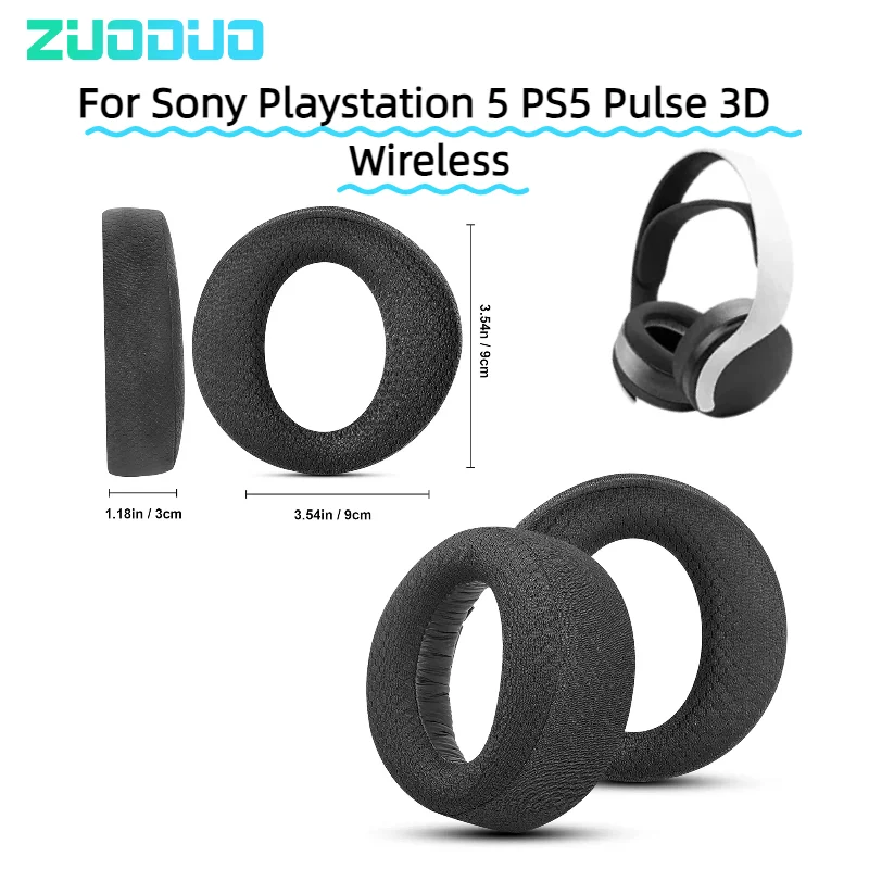 

ZUODUO Replacement Protein Leather Ear Pads Cushion Cover Earpads for Sony Playstation 5 PS5 Pulse 3D Wireless Headset