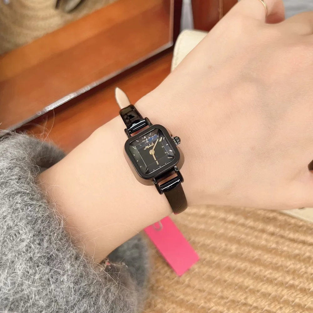 

Rock Candy Watch Thin Leather Strap, Glossy Korean Style Small Dial, Fashionable Watch, High-End Selection, Women's Accessories