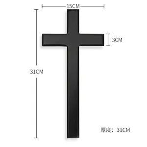 Schwarze Holzwandwand kreuzt zur Kirchendekoration Jesus Christus katholische Geschenk Jesus Christus Dekoration des weißen Holzkreuzes 10 Hauptverkaufskleber Jesus Branco - №5