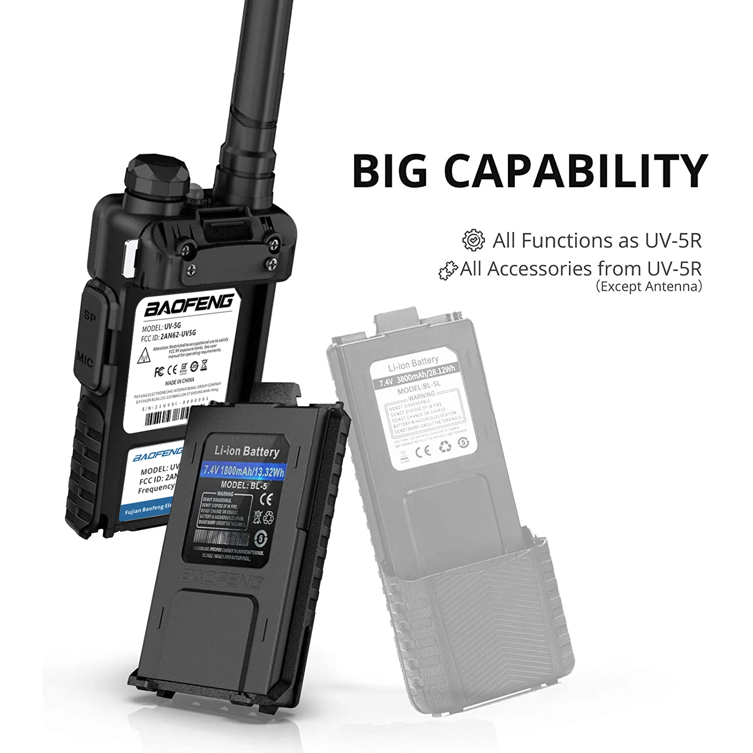 Rádio baofeng UV-5G (UV-5X) gmrs, 2 peças