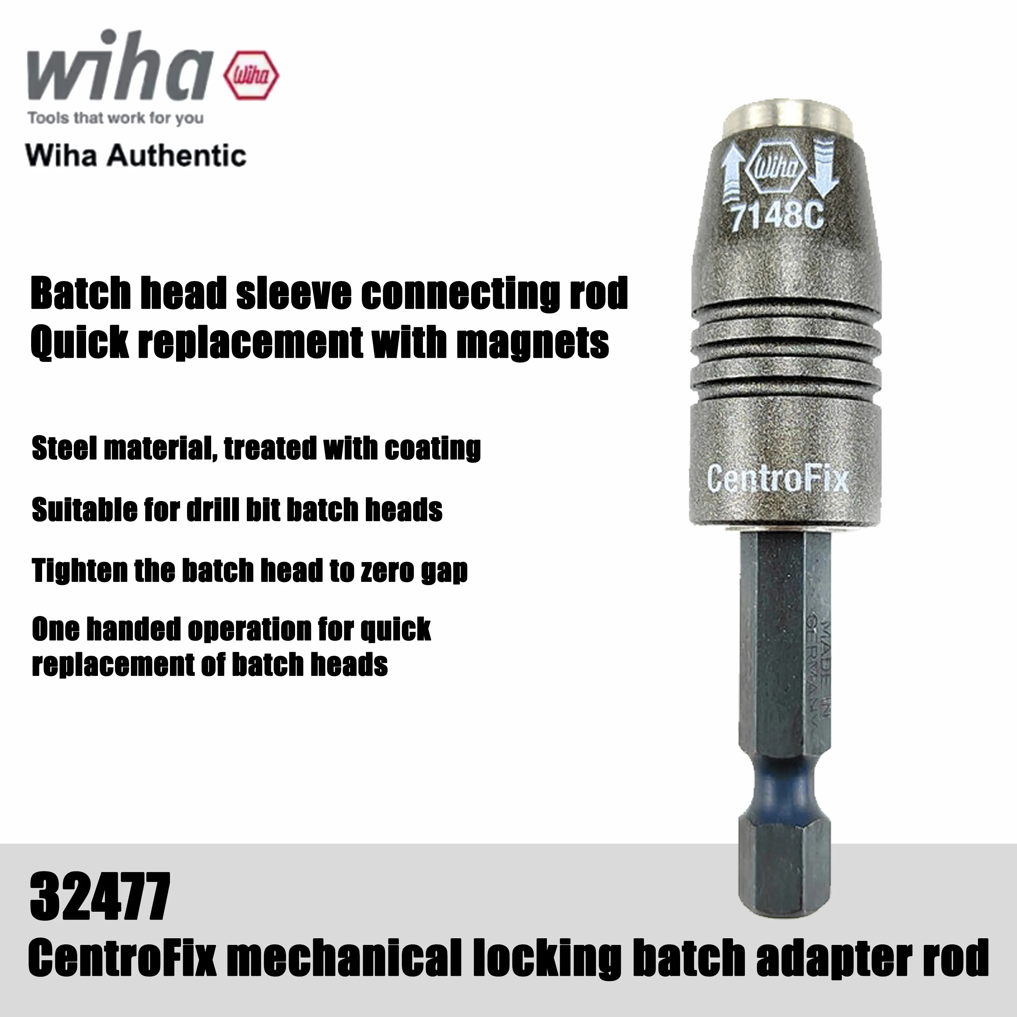 Wiha Batch head fixture Centro Fix mechanical locking 1/4 