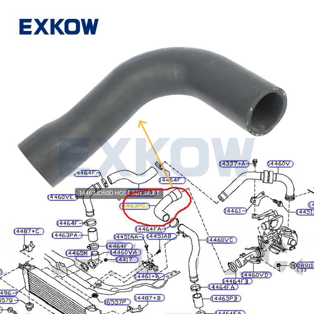 Inter Cooler Inlet Air Hose 14463-JD50D for NISSAN QASHQAI J10 1.5 JJ10 2013 14463JD50D