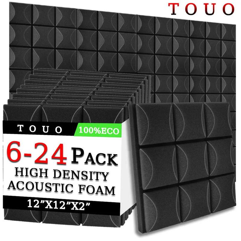 TOUO Mushroom Head Acoustic Foam 6/12/24 Pcs Sound Absorbing Sound Proof Wall Panels High Density Foam ktv Acoustic Treatment