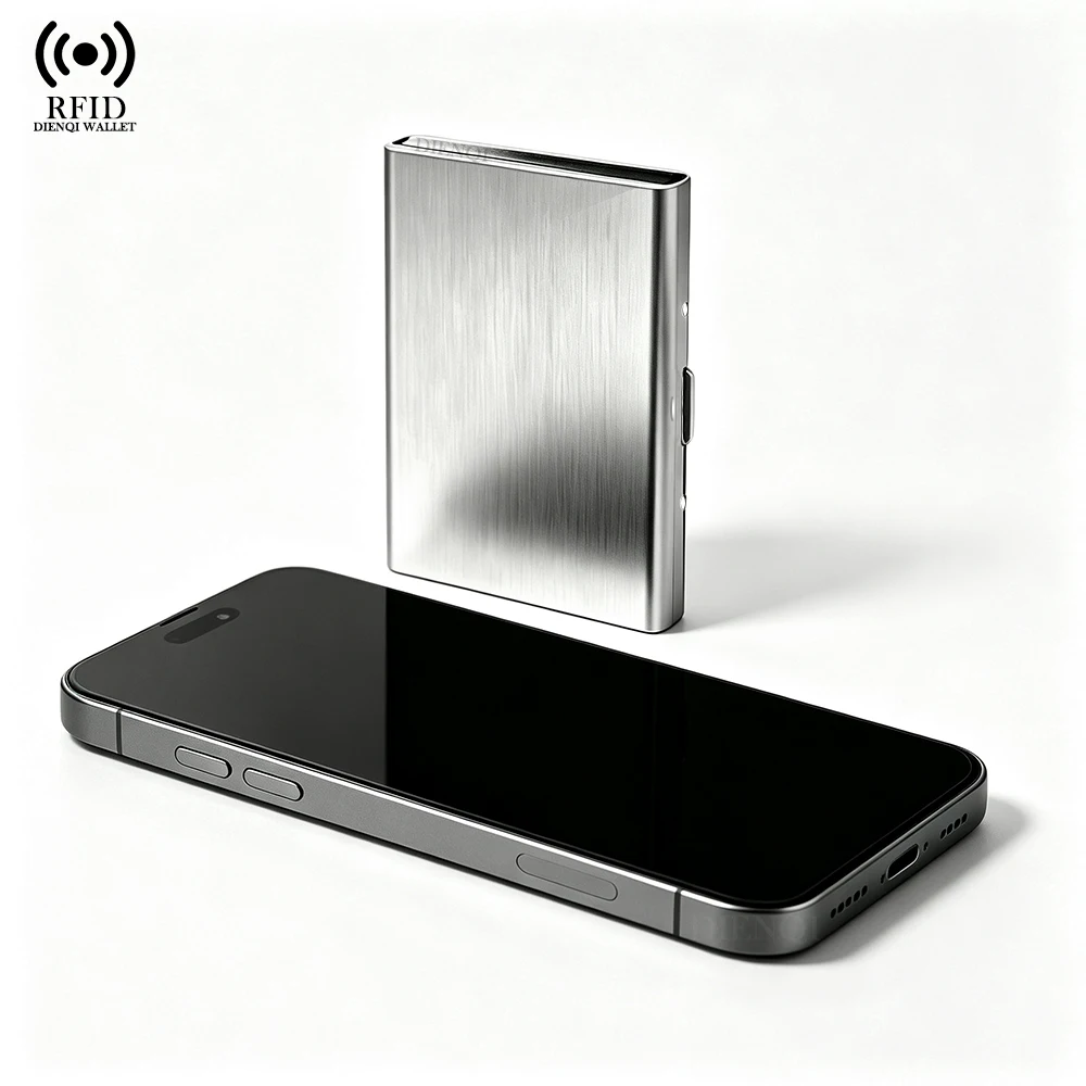 RFID-Business-Kreditkartenetui für Herren, minimalistische Geldbörsen, Besuchs-Kartenetui aus Metall, Kartenetui für Männer und Frauen, Kartenaufbewahrung – Detail 7
