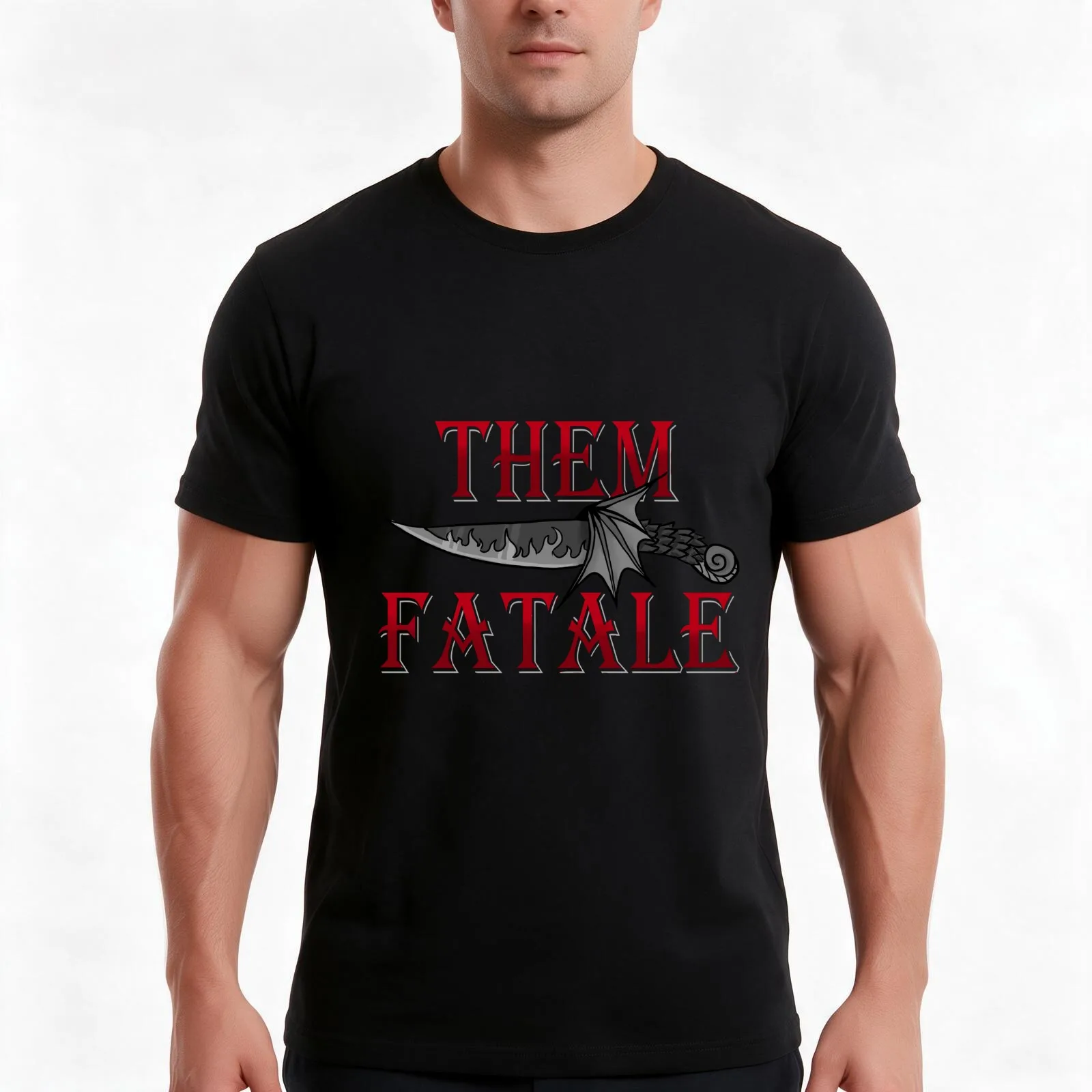 Them Fatale T-Shirt, Summer Casual Cotton Tee, Oversized Streetwear Tops, Vintage Graphic Print, Loose Fit Short Sleeve