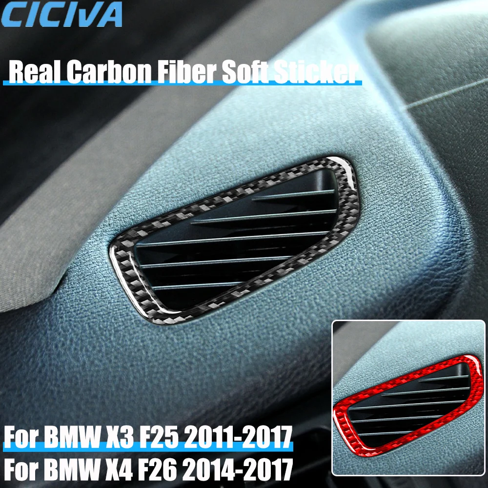 

Real Carbon Fiber Car Accessories Dashboard Defogging Air Vents Cover Soft Sticker For BMW X3 F25 2011-2017 X4 F26 2014-2017