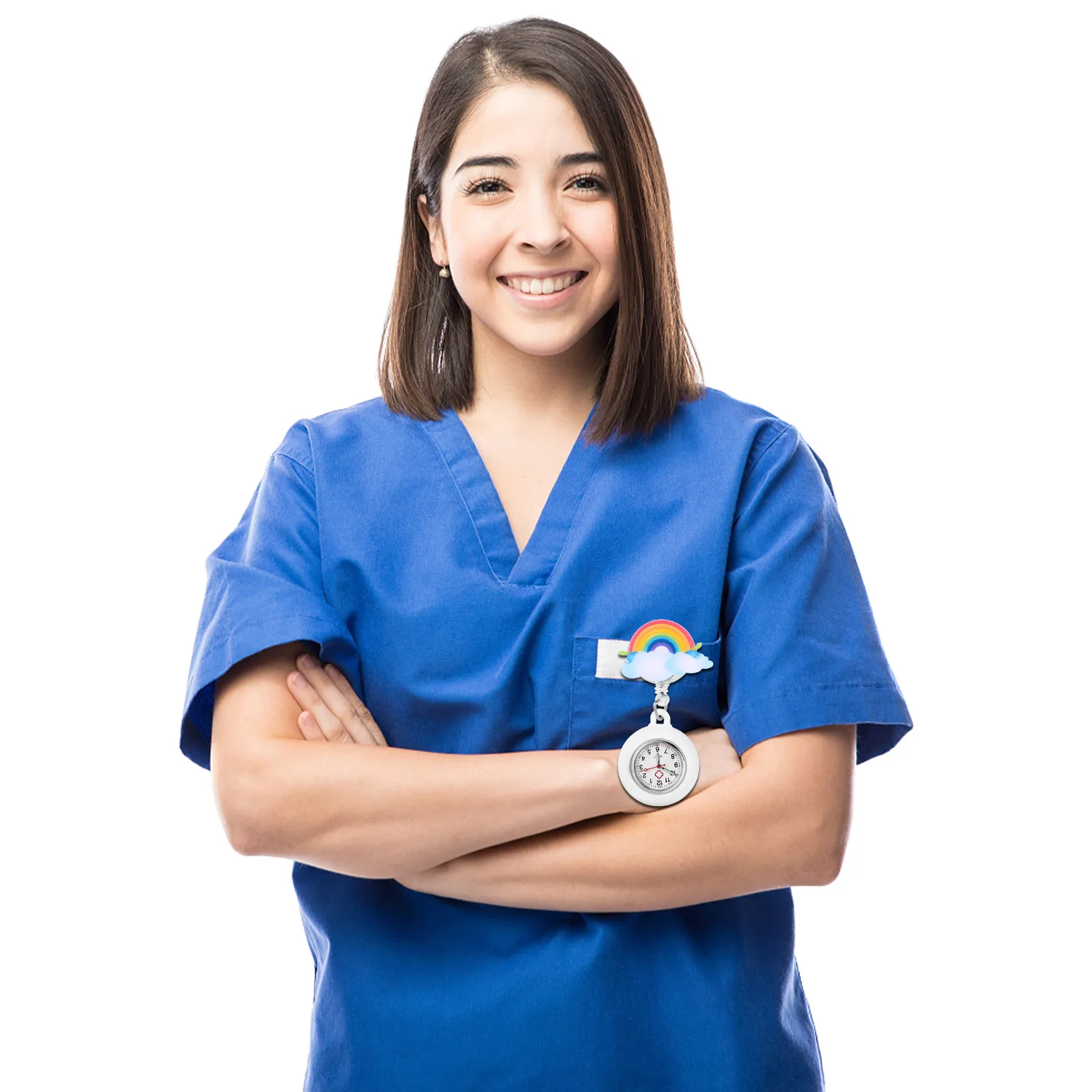 Retractable Clip-on Nurse Watch Pocket Glowing Zinc Alloy Silicone Clip for Doctors Nurses Field Use