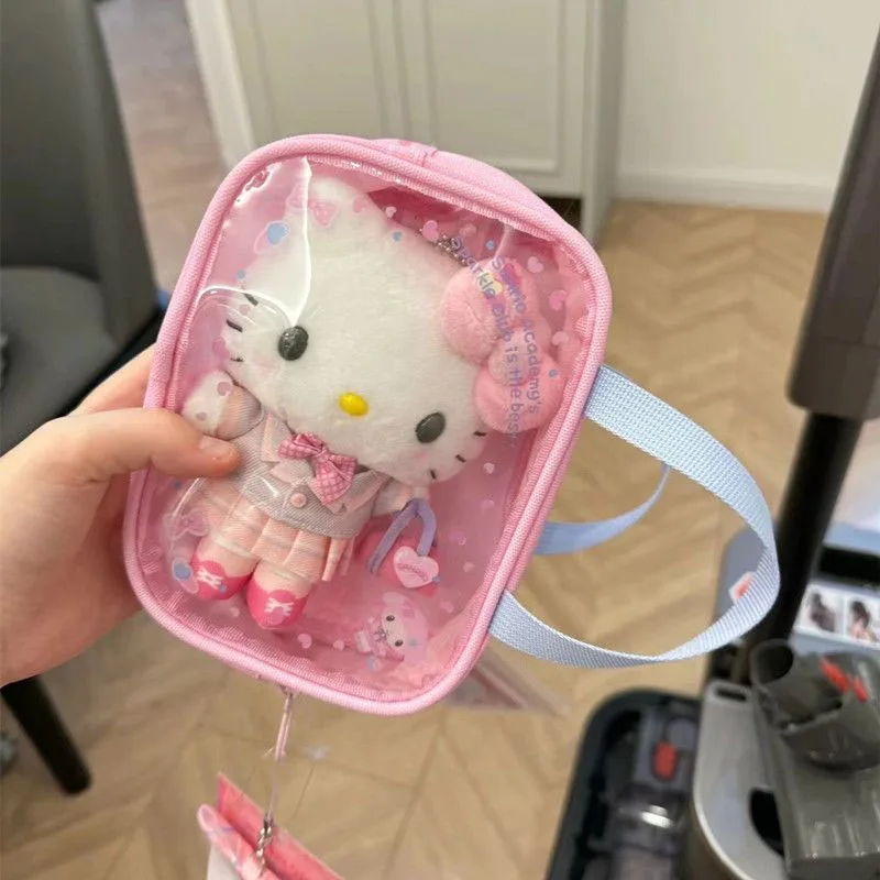 2024 אנימה חדש sanrio שלום קיטי kuromi cinnamoroll מיני תיק קריקטורה חמוד הדפסה שקוף pvc בובה תצוגה שקית ילדה מתנות