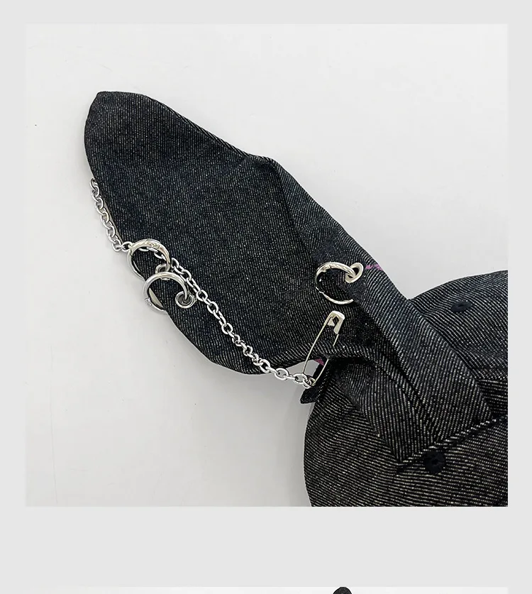Rabbit Eared Cowboy Ripped Baseball Cap Dark Punk Hottie Photos Peaked Cap