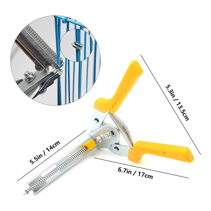 طقم كماشة حلقة أظافر من النوع M مع 2400 قطعة مقاطع M لتثبيت السياج، وتركيب المفروشات، وأقفاص الحيوانات، أصفر #1