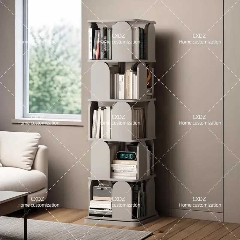 Rotating Bookshelf Solid Wood Floor to Ceiling Bookcase Simple Decorative Shelf for Home Student Storage Free Shipping