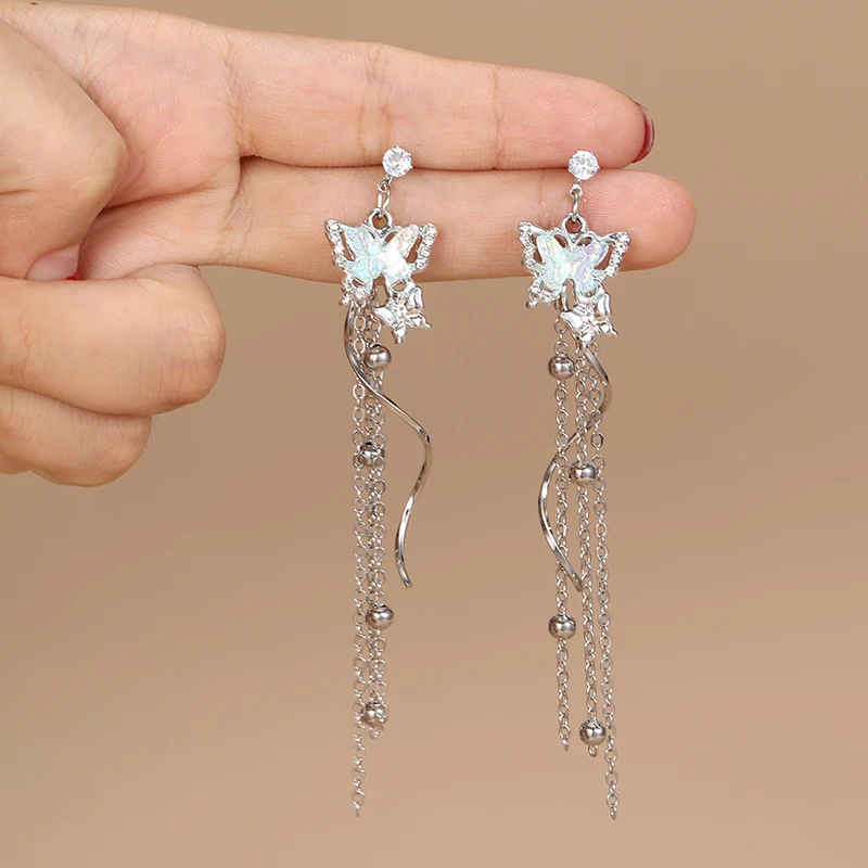 2/4pcs/set Twisted Tassel Butterfly Dangle Earrings Set – Elegant Drop Earrings for Casual & Party Wear.