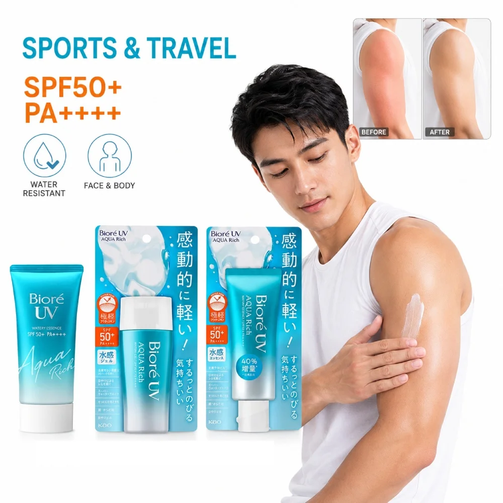 Birou Waterproof Sunscreen Lotion SPF50+ PA++++ Refreshing UV Sun Protection Cream for Face Body Outdoor Sports Travel Women Men