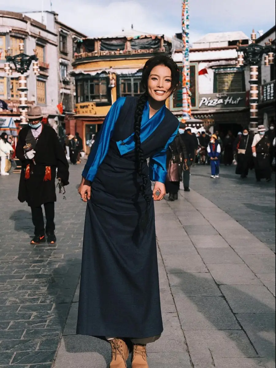 Tibetische Kleidung langes Kleid Sommer Frauen leben tragen Rock chinesischen Stil alten Hanfu