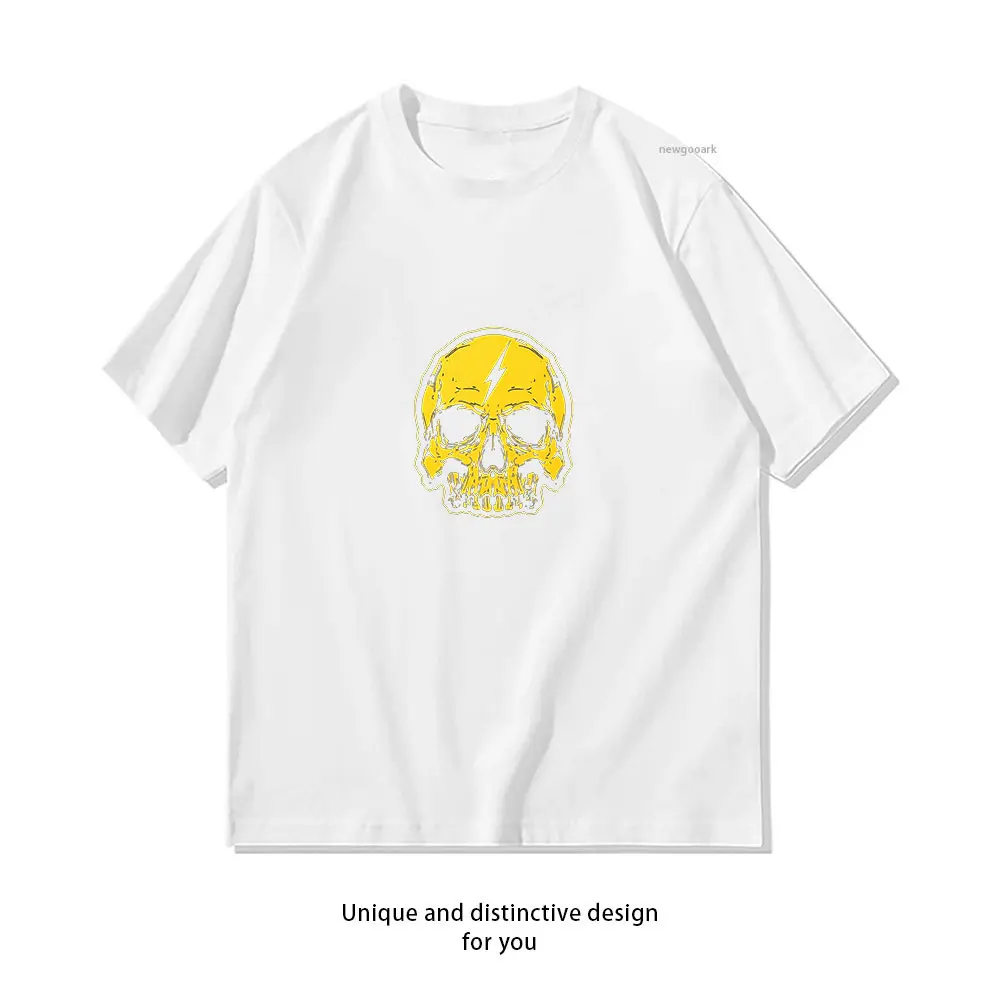 Electric Skull T-Shirt Print T-Shirt Casual cotton graphic t shirts Creative streetwear Classic O-neck shirt