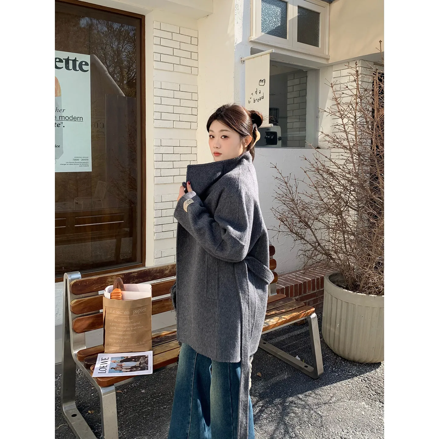 LIEDU Elegant Minimalist Plus Size Double-faced Wool Coat Women High Neck Oversized Thick Warm Casual Daily Outerwear Jacket