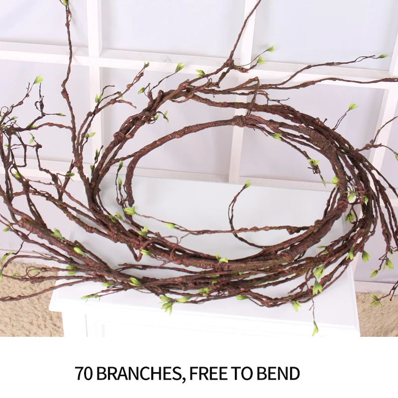 

300cm Bendable Artificial Trees Branch Twigs Liana Rattan Kudo Fake Flowers Vines For Home Wedding Party Wall Hanging Decoration