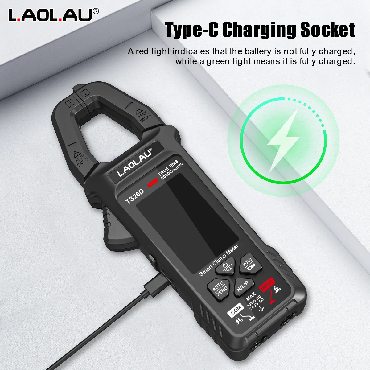 Digitales Zangenmultimeter TS-26A/26D Strom Spannung NCV Auto-Bereichswahl Widerstand Kapazität Temperatur Typ-C Wiederaufladbarer Amperemeter – Detail 7