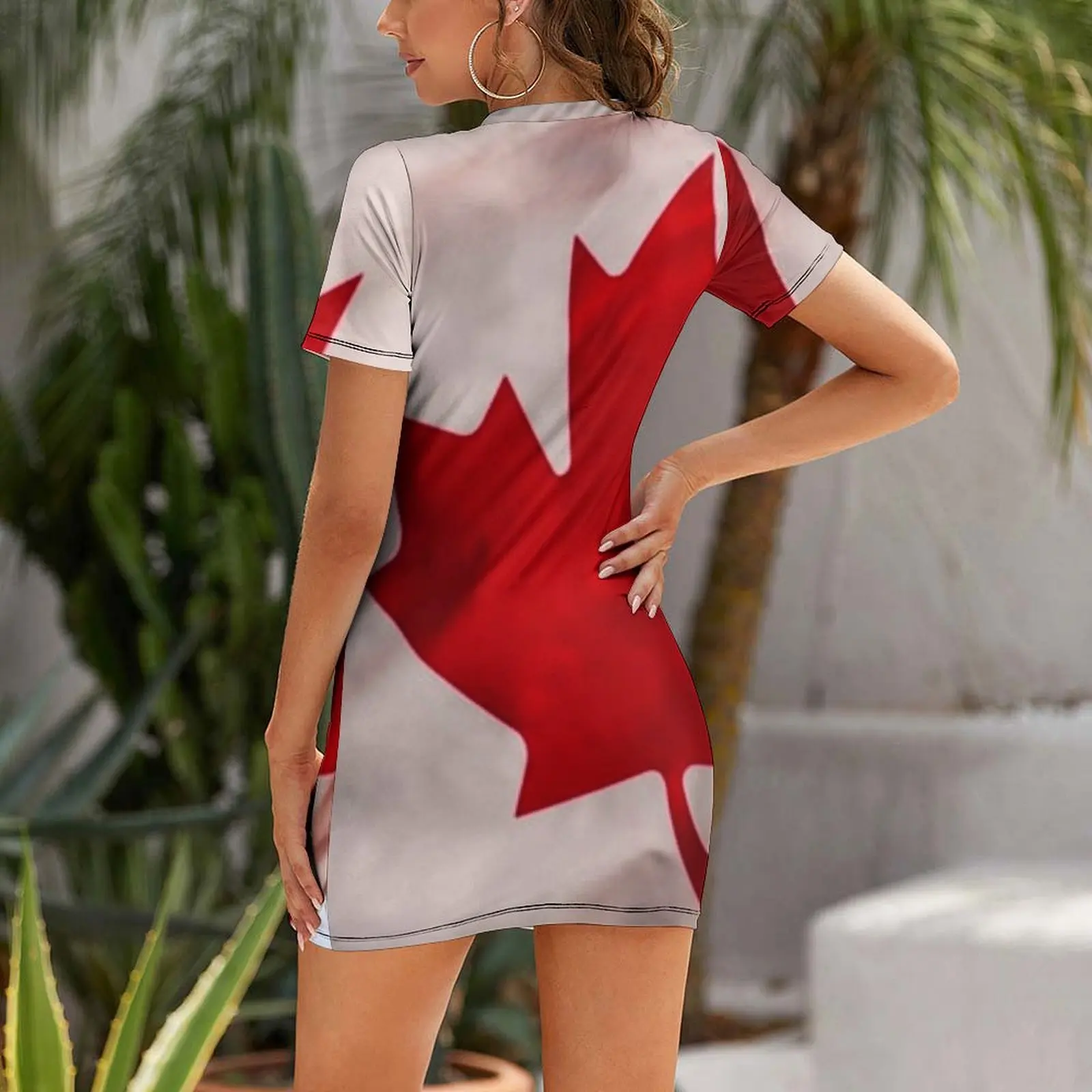 Canadian Flag Red and White Maple Leaf Canada Short-Sleeved Dress evening dress women women's summer dresses 2026 Dress
