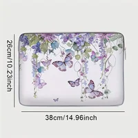 One Piece Set, Two Styles, Purple butterfly Pattern Laptop Bag and Briefcase, Suitable for 14 inch Laptops 2