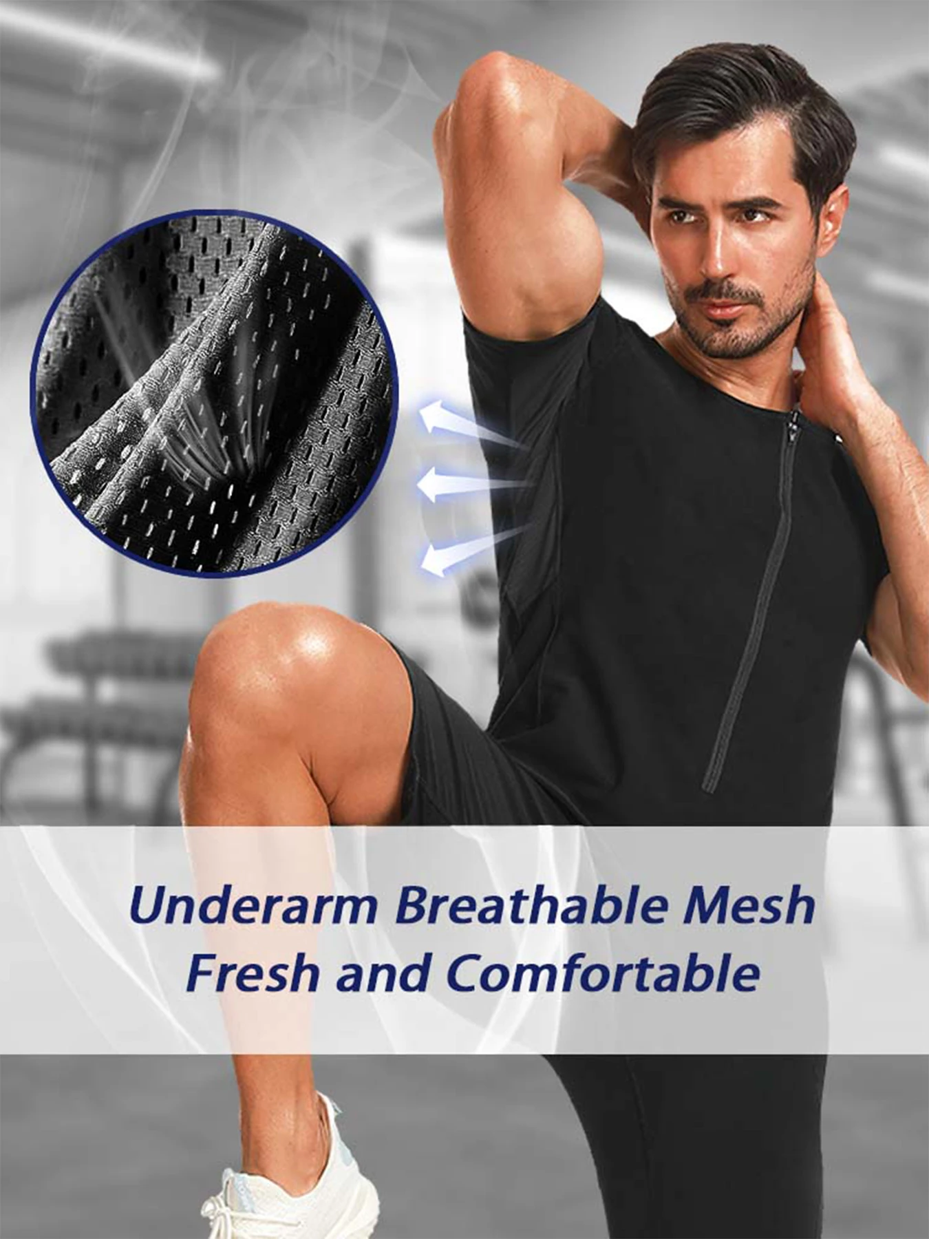 

Мужские костюмы для сауны для мужчин, тренировки жира, похудение, формирователь всего тела, тренировочные комбинезоны для талии с защитной пряжкой на молнии