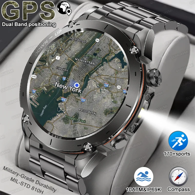 Original GPS Smart Watch 10ATM Waterproof Built-in Dual-Band GNSS BT Call Compass  MIL-STD 810H Grade Military Smartwatch 2026