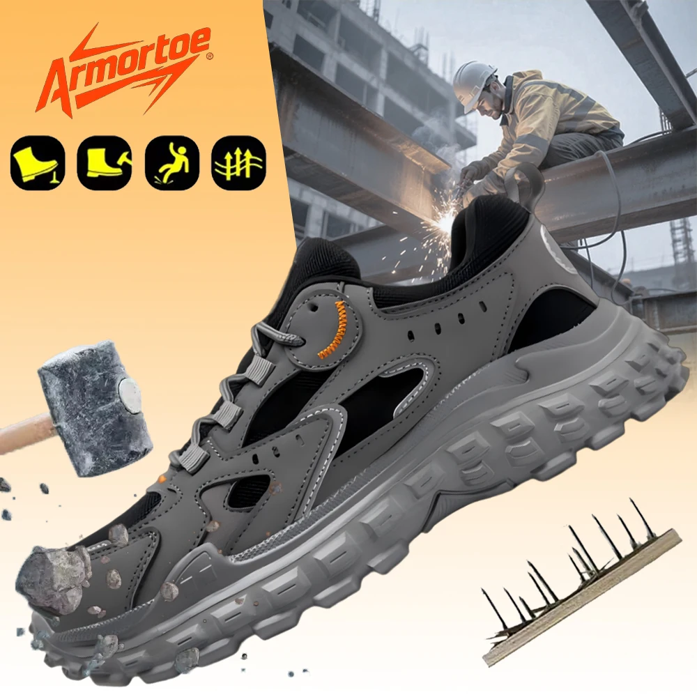 

ArmorToe Men's Steel Toe Anti-Impact Puncture-Slip Resistant Lightweight Ventilated Tire Tread Outdoor Safety Shoes #Armor3082