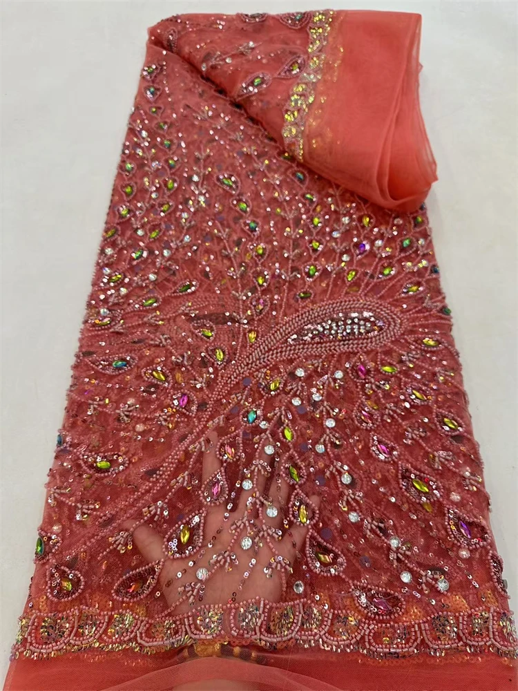 

Роскошная французская сетчатая кружевная ткань с блестками и бисером, 2022, высокое качество, африканская нигерийская свадебная кружевная ткань, свадебная ткань для шитья