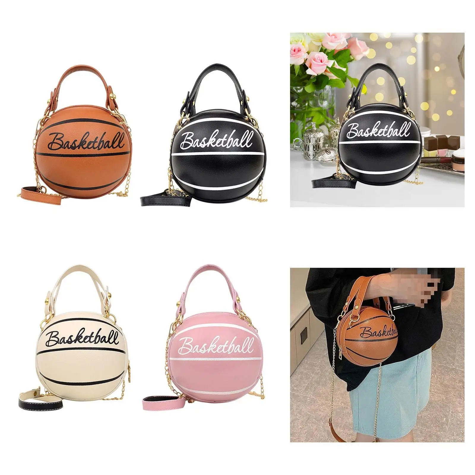 

PU Shoulder Bag Messenger Bag Gift Basketball Shaped Crossbody Bag for Shopping