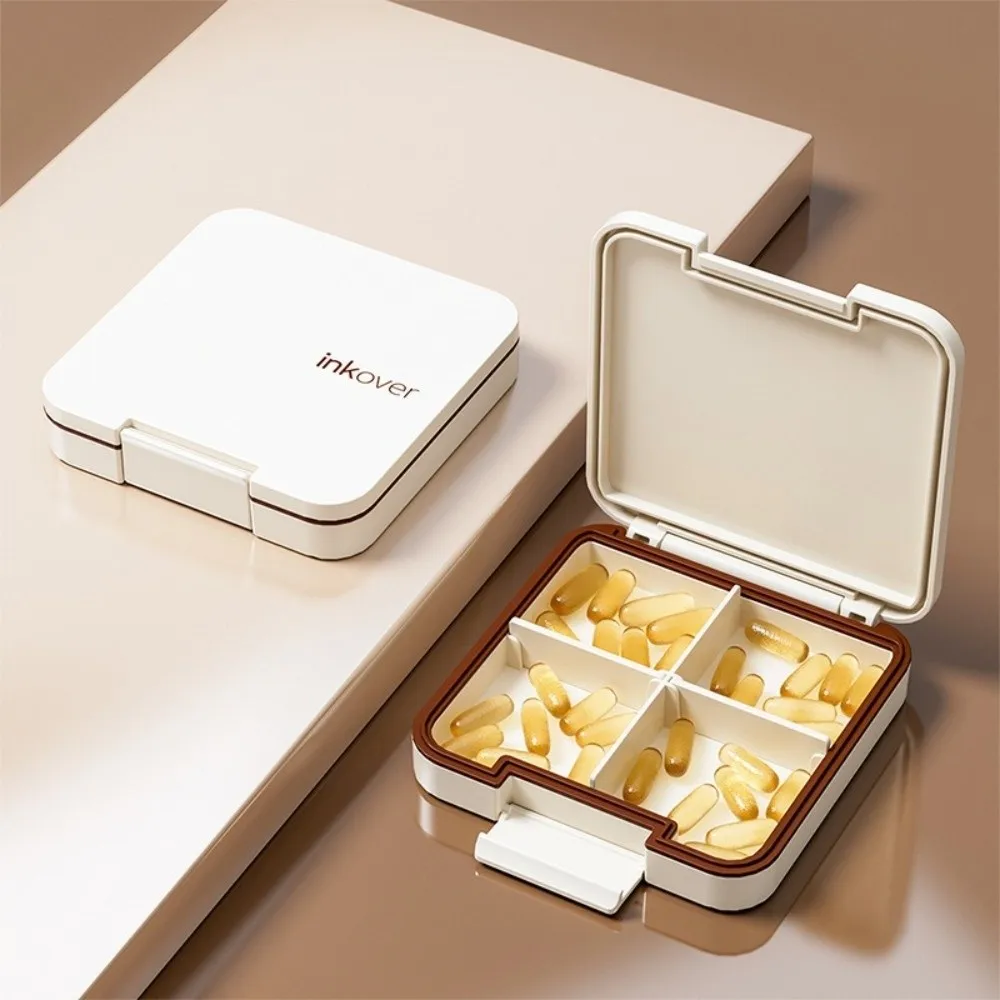 4 Compartments Weekly Pill Organizer Portable Plastic Travel Medicine Case Mini Moisture Proof Pill Dispensing Box On the Go