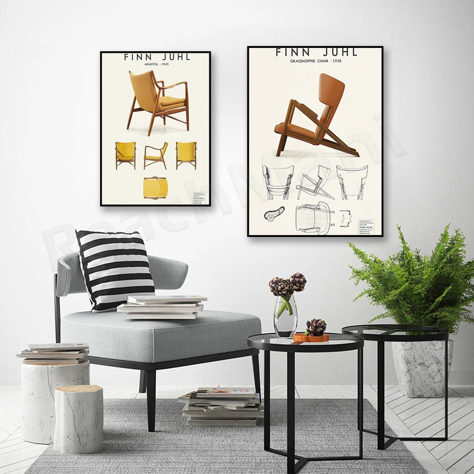 Finn Juhl Print Grasshopper Poster, Scandinavian Danish Furniture
