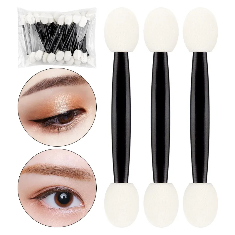 25 Pcs Professional Sponge Stick Eye Shadow Brush Applicator Cosmetic Makeup Double-head Eyeshadow Tools