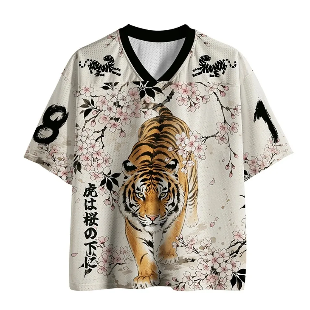 3D Print Japanese Ukiyo-e Tiger Cherry Blossom Sports  Breatha Quick-dry Men Women T-shirt Harajuku Street Parent-child Clothing