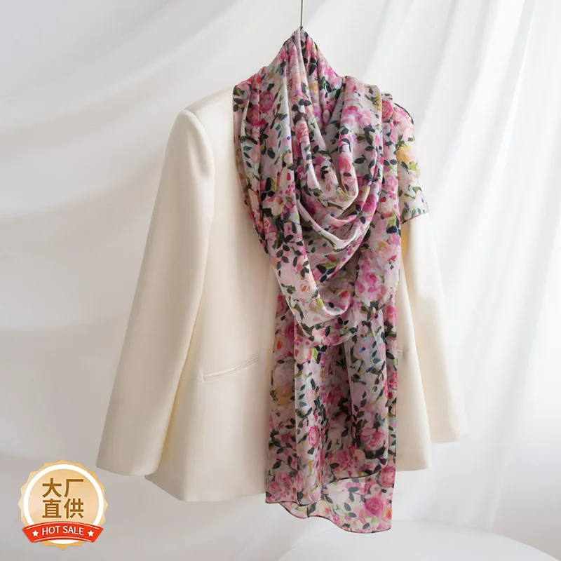 Scarf Long High-Grade Women's Small Floral Thin Atmosphere Talma