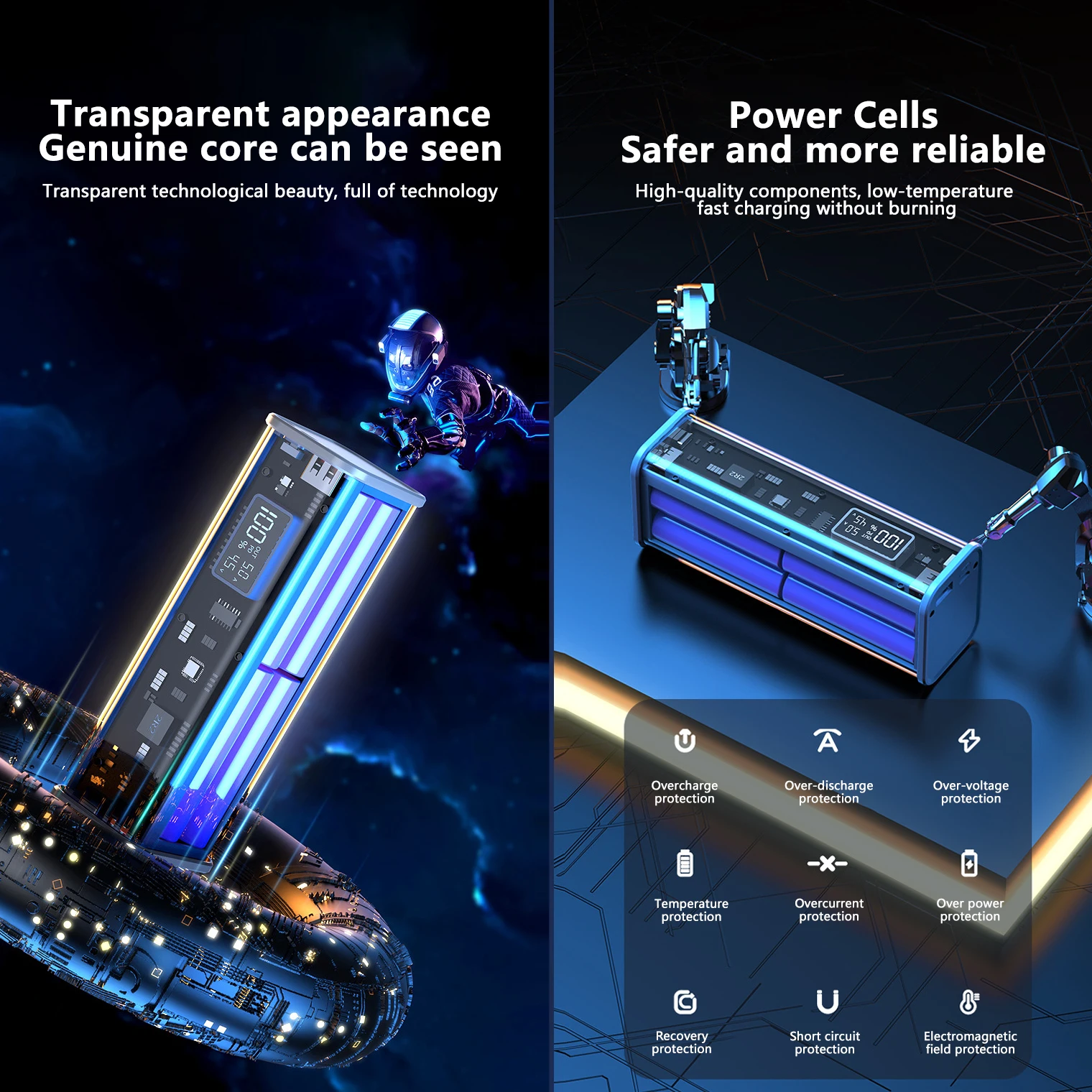 Imagem -02 - Carregador de Bateria 18650 Polímero 20000ma Faça Você Mesmo Portátil Mini Power Bank Digital Display Box Fonte de Alimentação Móvel 8*18650