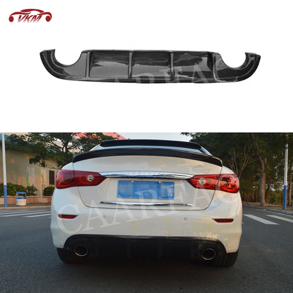 

Carbon Fiber / FRP Rear Diffuser Lip Spoiler for Q50 Q50S Sedan 4 Door Standard Sport 2014-2017 add on style Bumper Trim Cover