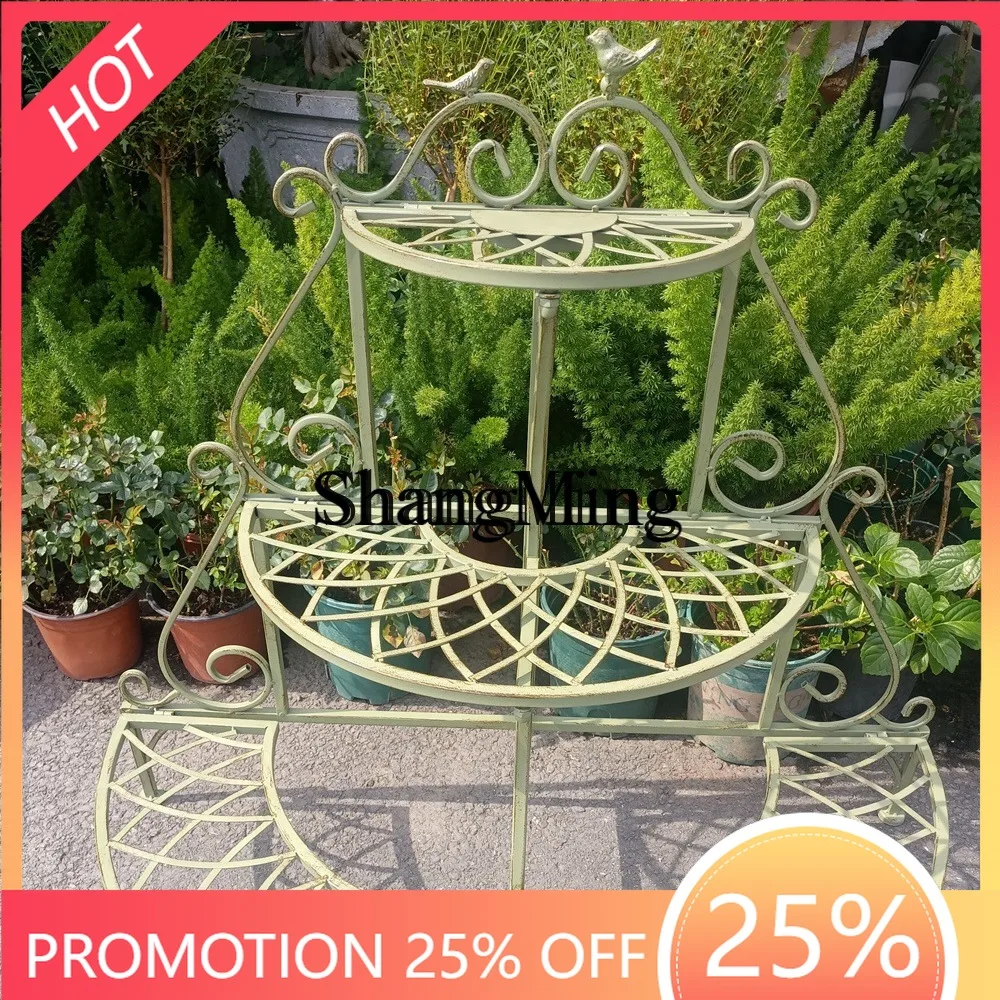 

FG красивая полукруглая подставка для цветов из кованого железа, подставка для цветочного горшка на вилле, подставка для цветочного горшка в семье, садовая подставка для бонсай