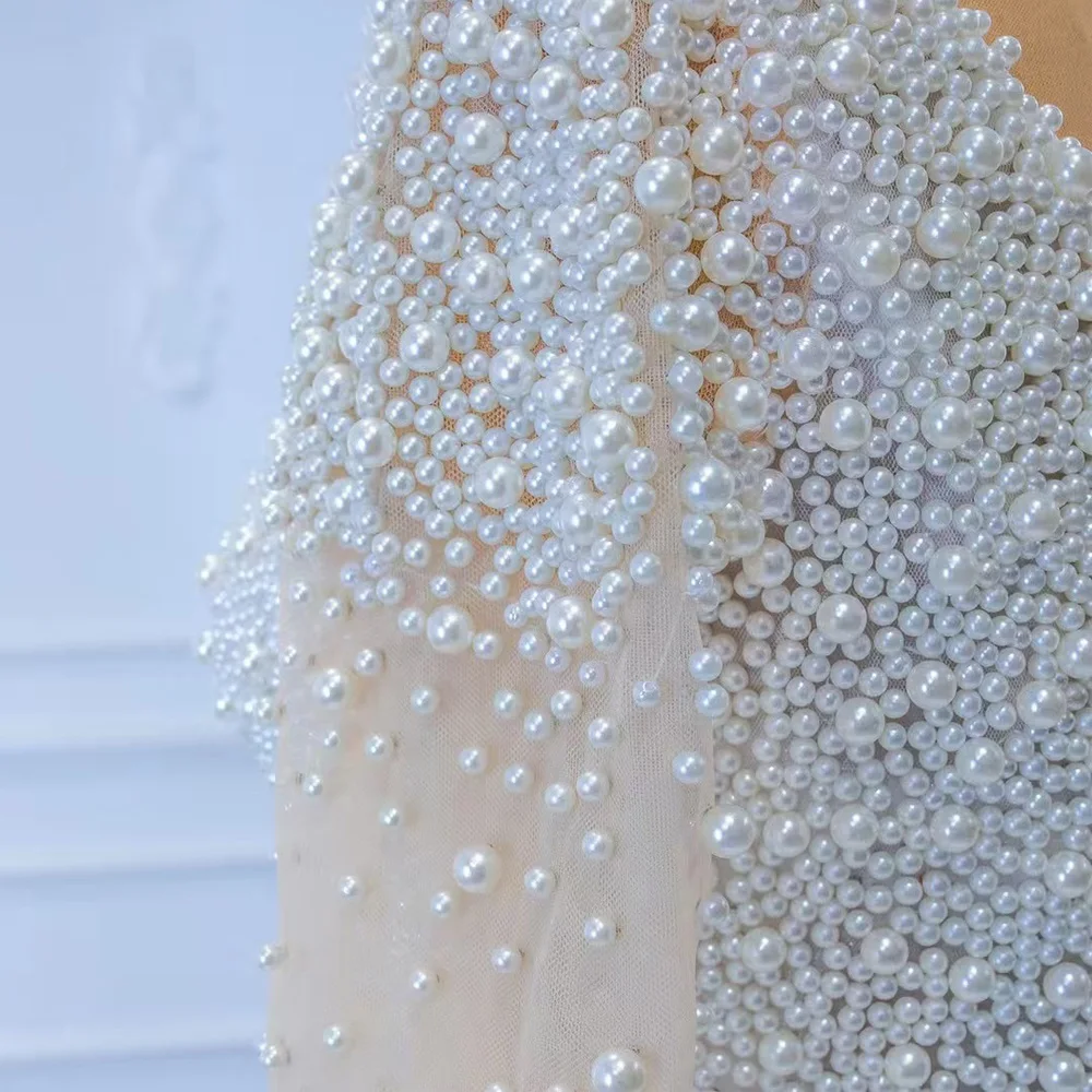 2026 One-Shoulder Customized Wedding Dress With Lace Up Back And Pearls Ball Gown Vestido De Casamento