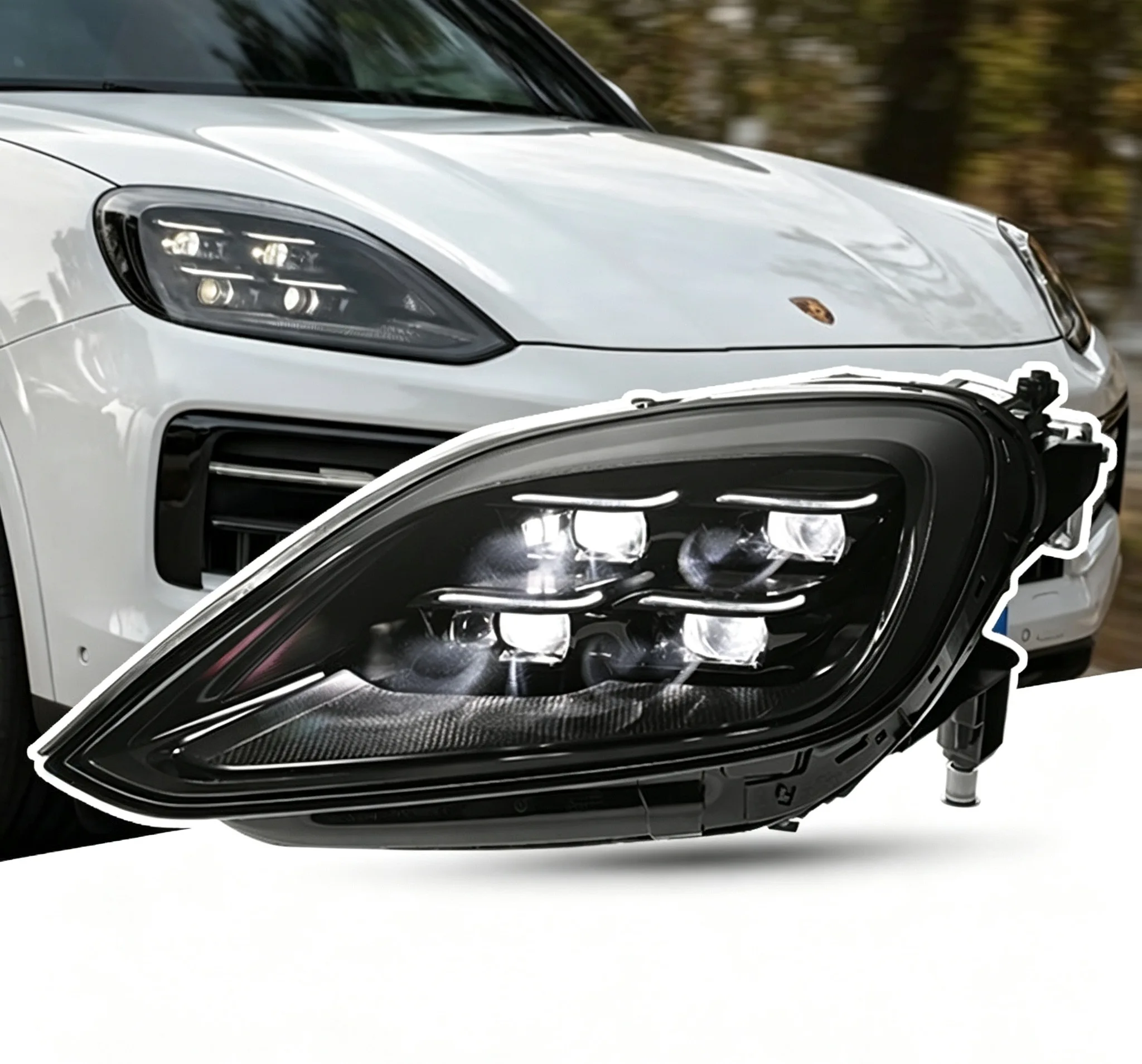 For 9PY 2023-2025 Porsche Cayenne LED Headlight Assembly Old Upgrade To New High Configuration Matrix Style Head Lamp Car Modifi