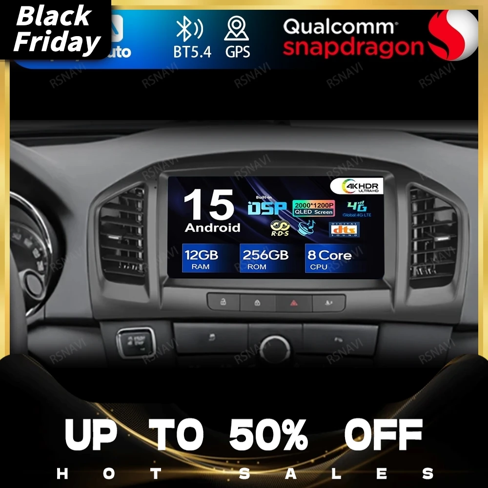 Android 15 For Opel Insignia 2008 - 2012 For Buick Regal 2009 - 2013 4G LTE Car Radio BT Viedo Player DVD Navigation GPS DSP