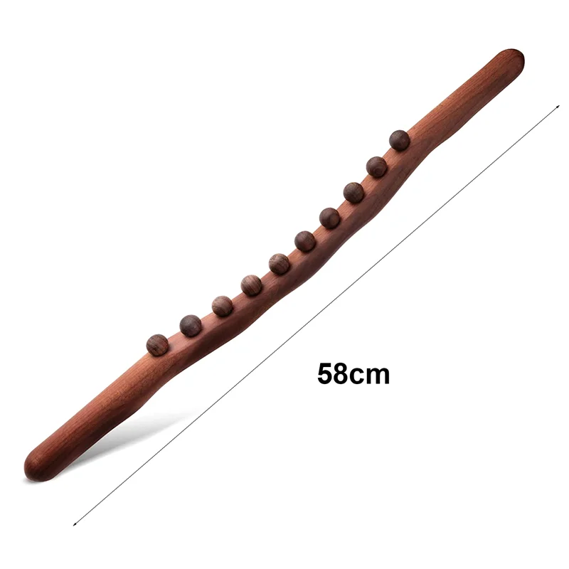 

10 Beads Guasha Scraping Stick Wooden Massage Tools for Neck and Back Pain Stomach Body Shaping Anticellulite Leg