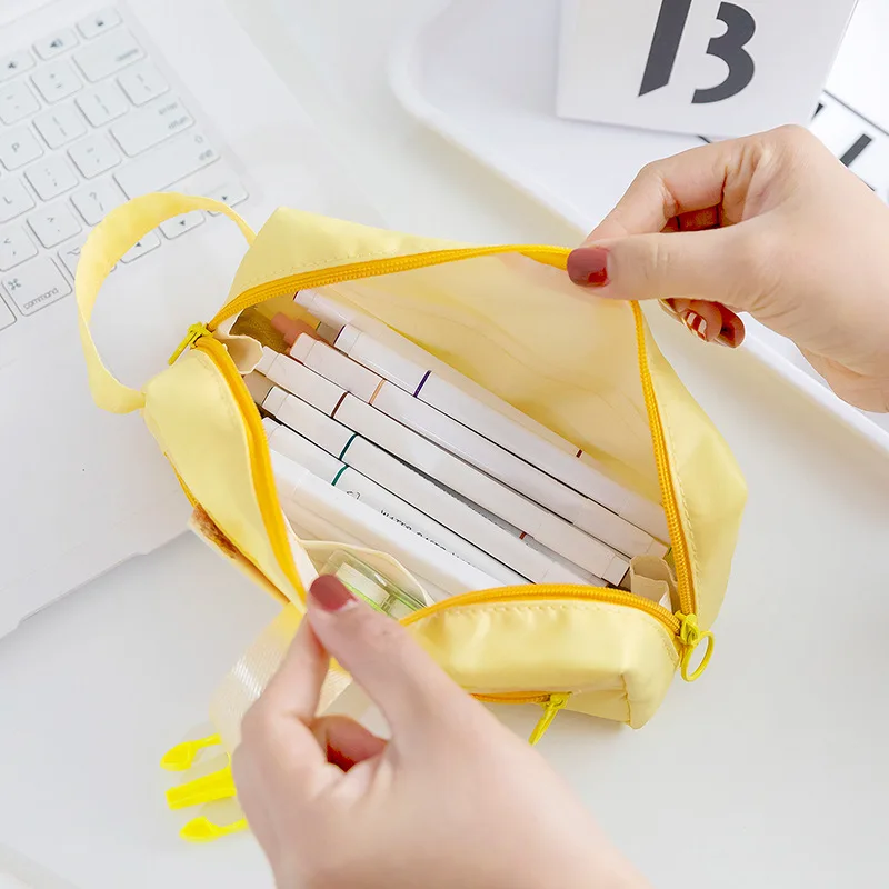 Minimalist Large Capacity Pencil Case - Stylish Snap Closure with Multiple Compartments for School Students