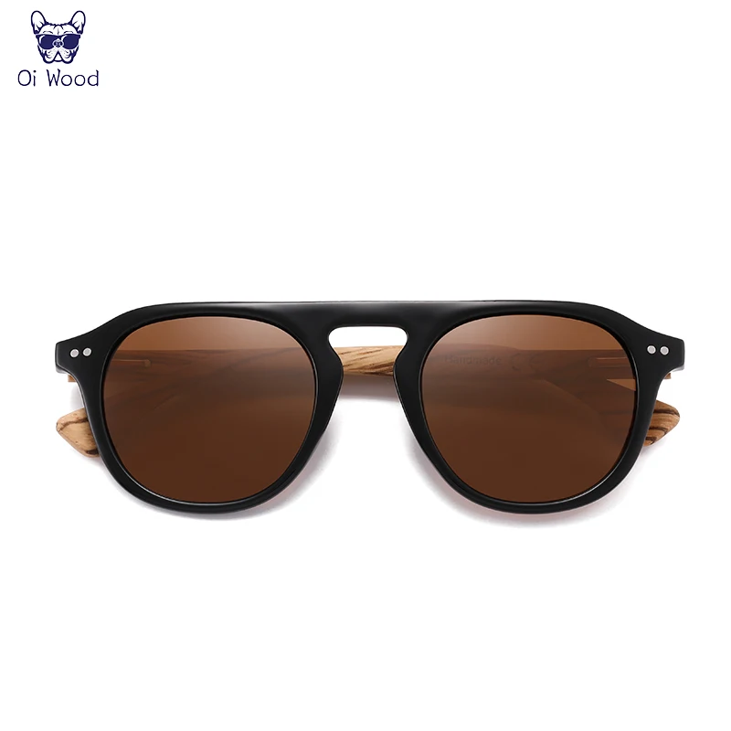 Oi Wood Brand Classic Sunglasses For Mem Women Polarized UV400 Protection Eyewear Wooden Black Glasses Zebra Wood