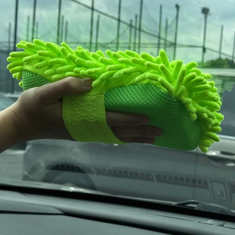 إسفنجة غسيل السيارات تنظيف العناية بالسيارات الخضراء بالتفصيل فرش غسل منشفة قفازات السيارات اكسسوارات التصميم ستوكات