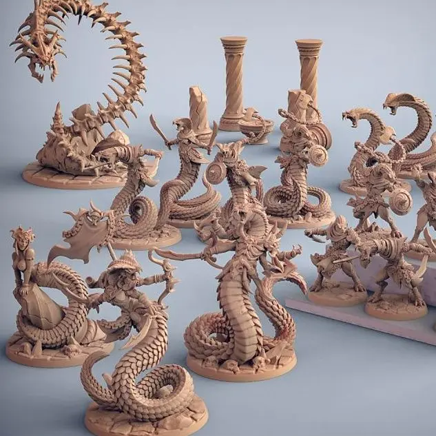 

Unpainted Resin Model Miniatures Snake people dnd Board Game Wargames Garage Kit Chess (with base)