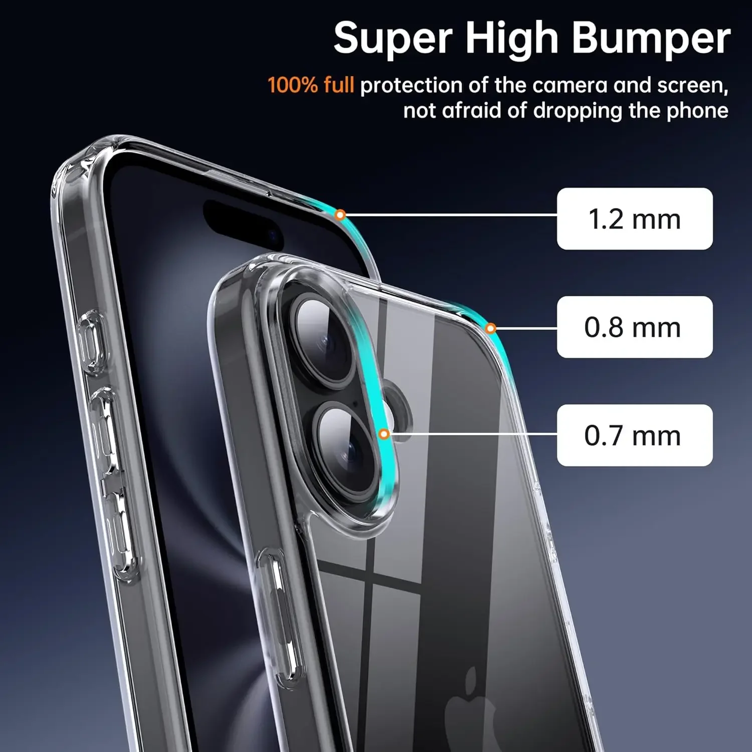 Shockproof Bumper Clear Case Hardness Shell Covers for IPhone17 Air 17Pro Max PC+TPU Cover for IPhone17 17Pro Hardness Shell